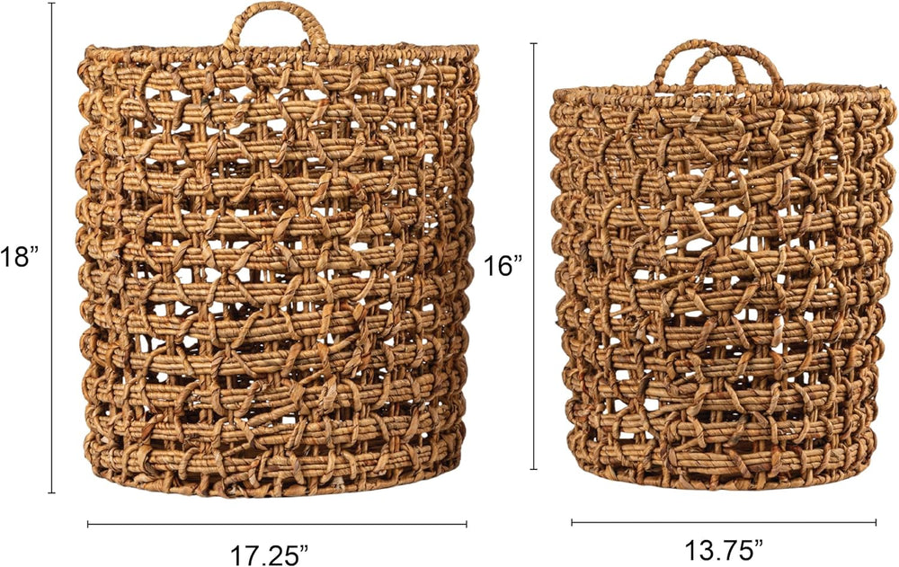 Creative Co-Op Round Water Hyacinth Baskets, Set of 2