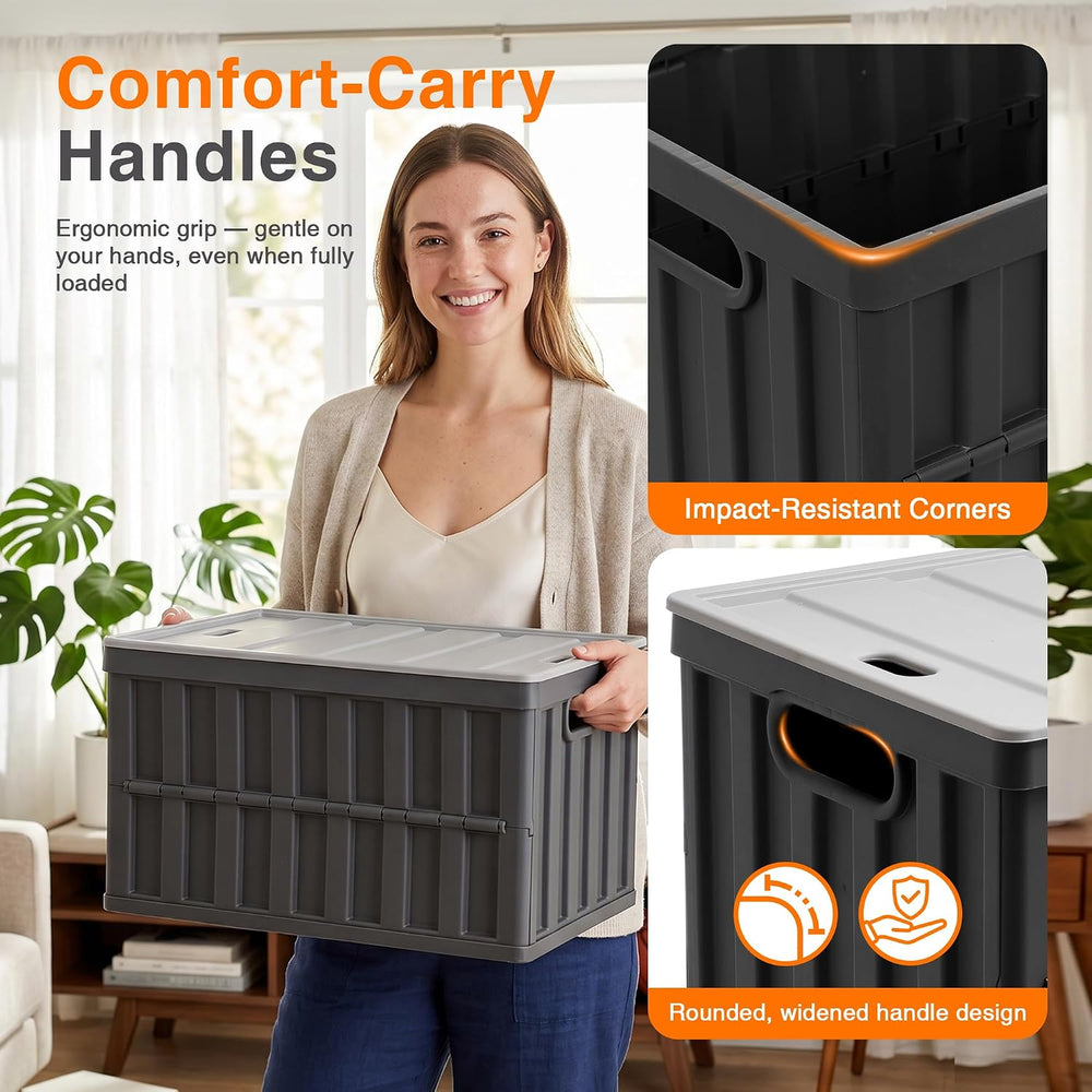 Citylife 64L Collapsible Storage Bins with Lids Plastic Storage Containers fo...