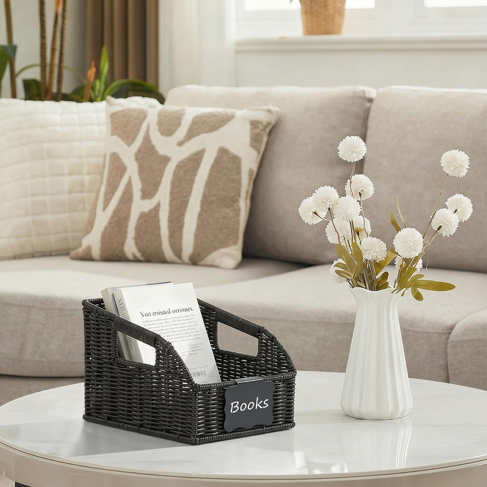 Pantry Baskets for Organizing,Wicker Storage Organizers,3Pack,Black