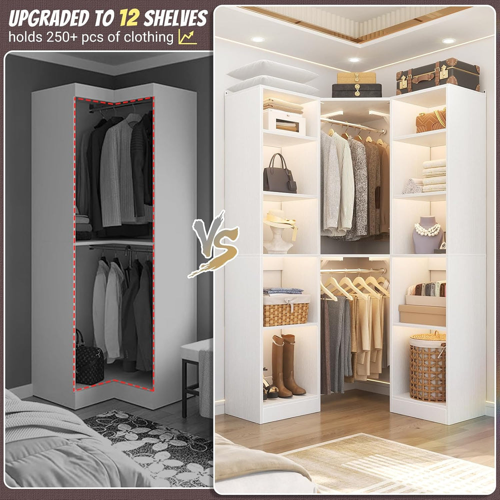 Besiost Corner Closet System with 12 Shelves, 39.2" Corner Closet Organizer