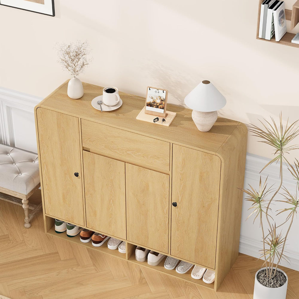 Garvee Shoe Cabinet with 4 Doors and 1 Drawer, Freestanding Wood Shoe Storage...