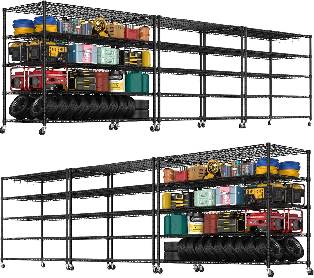 PrimeZone 5 Tier 80.7"H x 55.5"W x 24"D Wire Shelving with Whe...