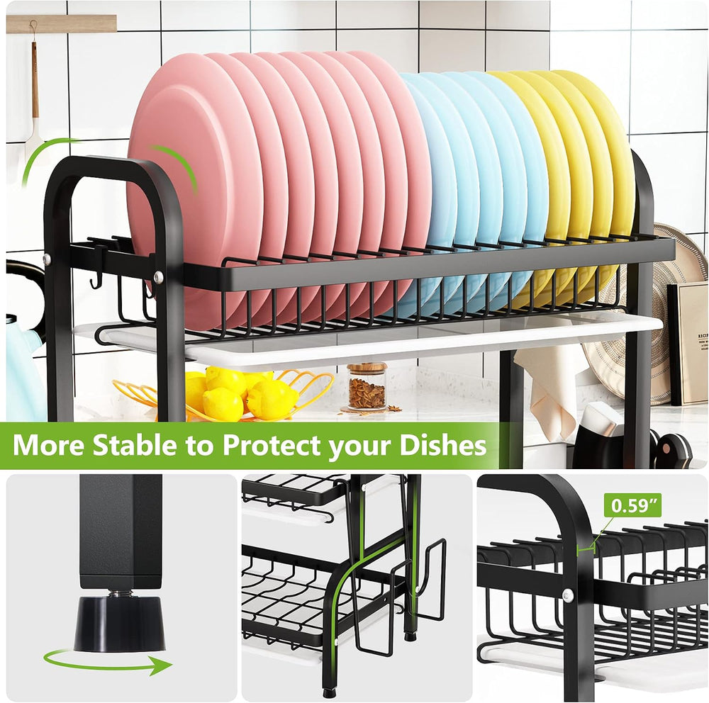 1Easylife Drying Rack, Metal 3-Tier Large Capacity Dish Rack with Utensil Hol...