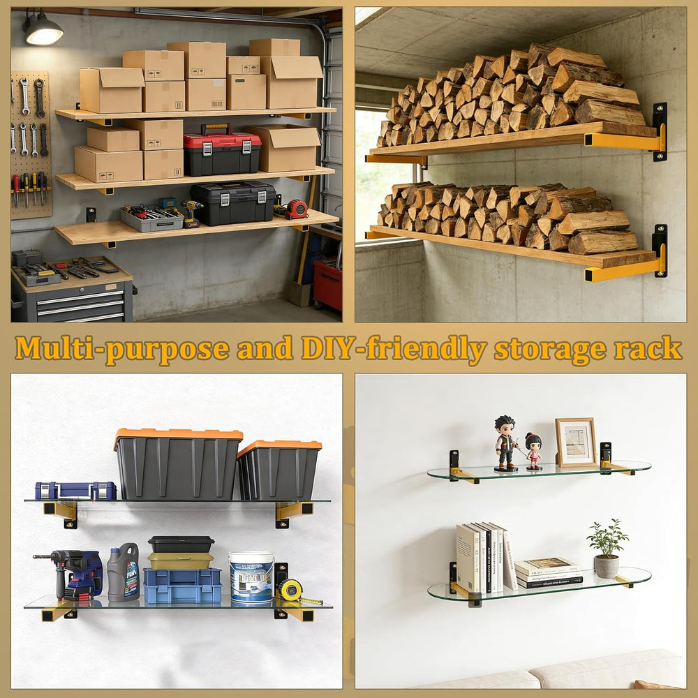 Lumber Storage Rack Heavy Duty Wall Mount Storage Shelves Sturdy Garage Shelv...