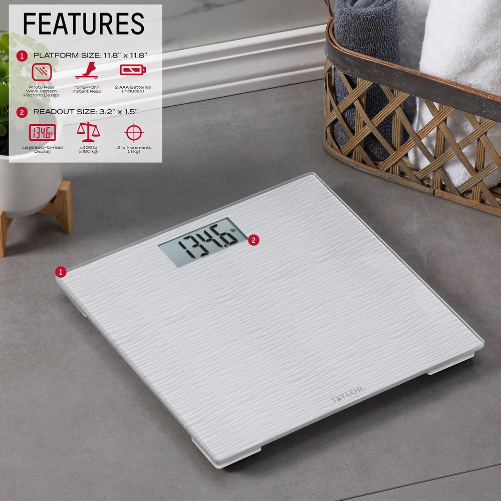 Taylor Digital Body Scale for Body Weight - Tempered Glass Platform with Phot...
