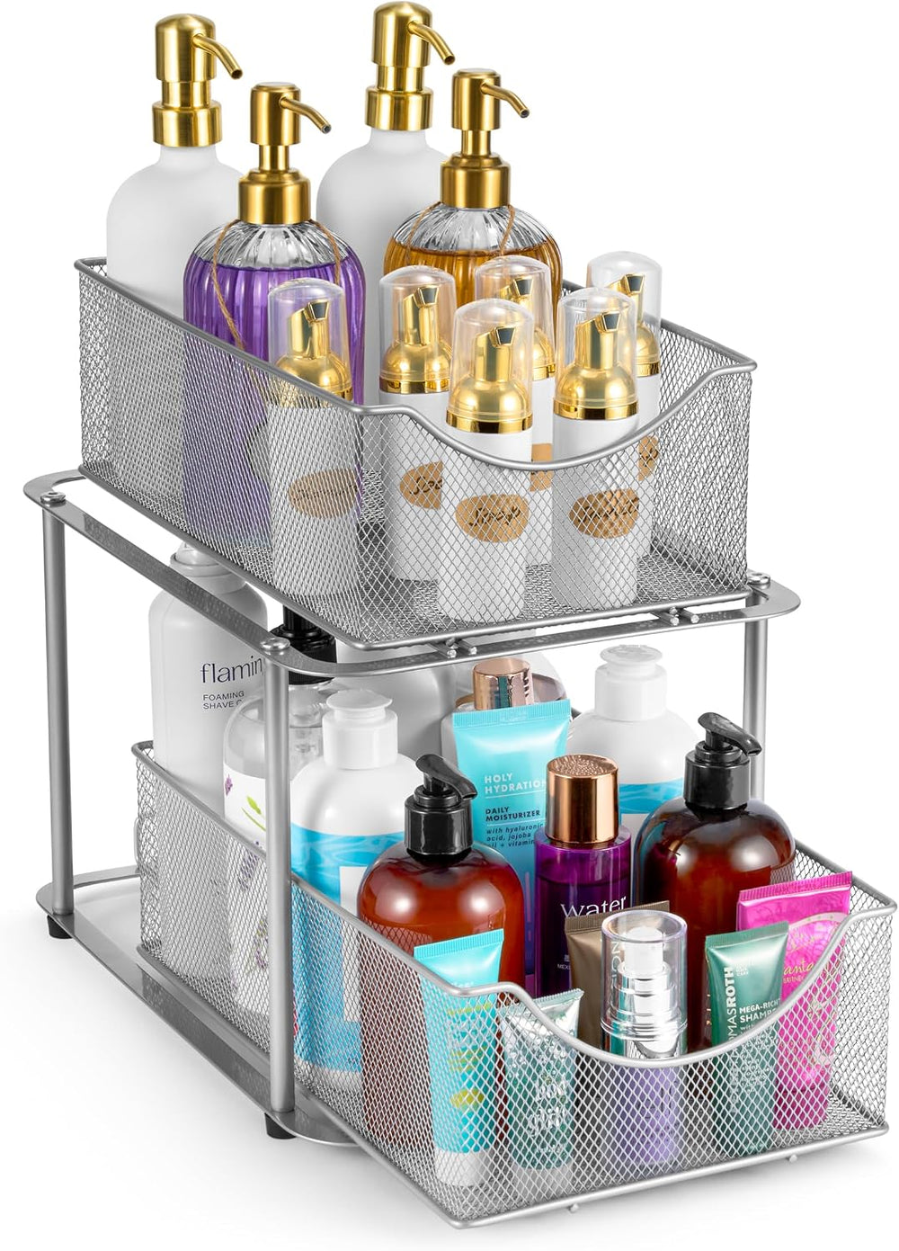 Sorbus Pull-Out Under Sink Organizer, Mesh Construction (Silver, 1 Pack)