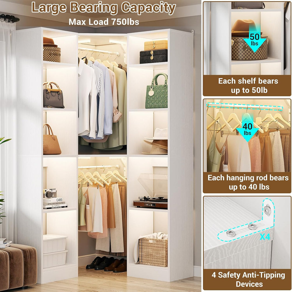 Besiost Corner Closet System with 12 Shelves, 39.2" Corner Closet Organizer