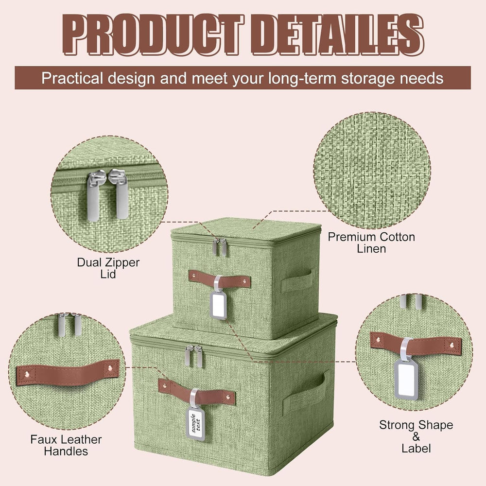6 Pack Fabric Closet Storage Bins with Lids, 10×8×7 in, Green