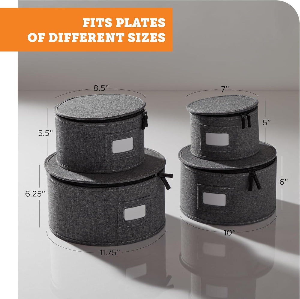 storageLAB 4-Piece China Plate Storage Set | Hard Shell Dividers | Gray