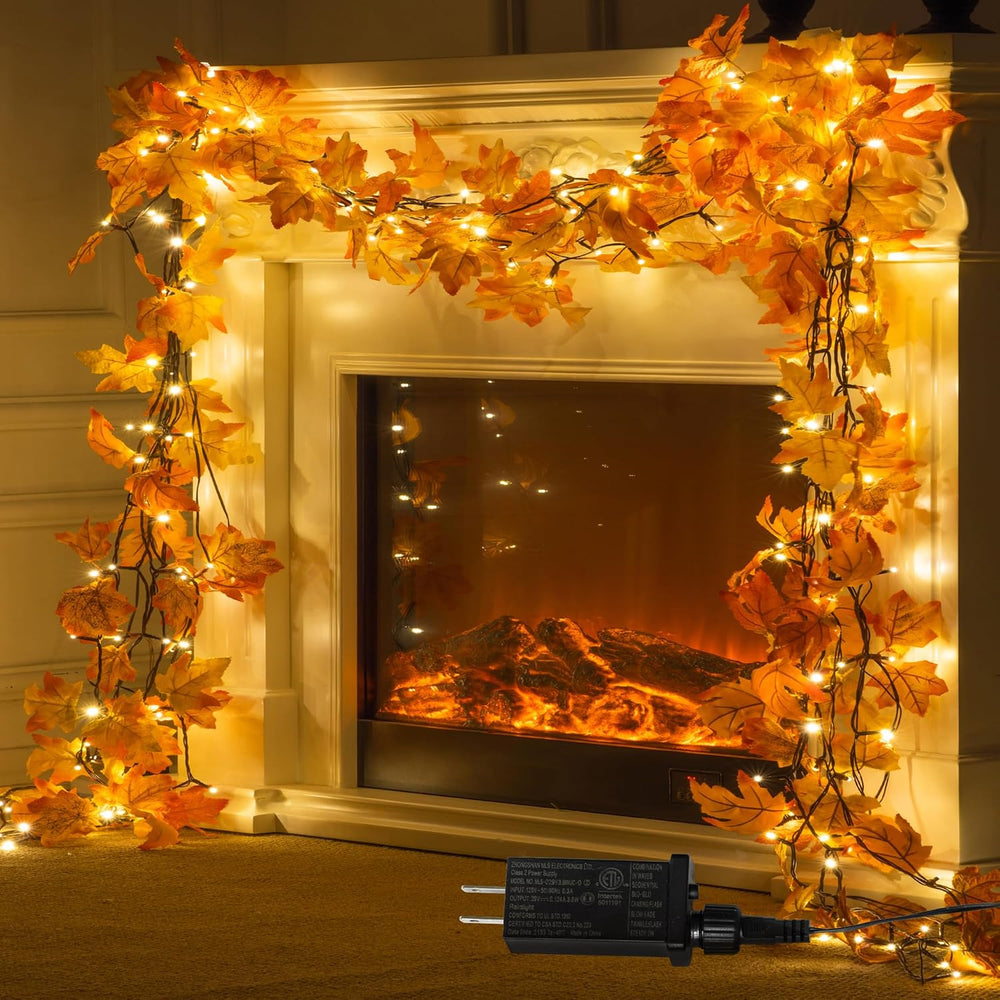 66ft Maple Leaves 200LED String Lights Fall Decor for Home Lighted Fall Garla...