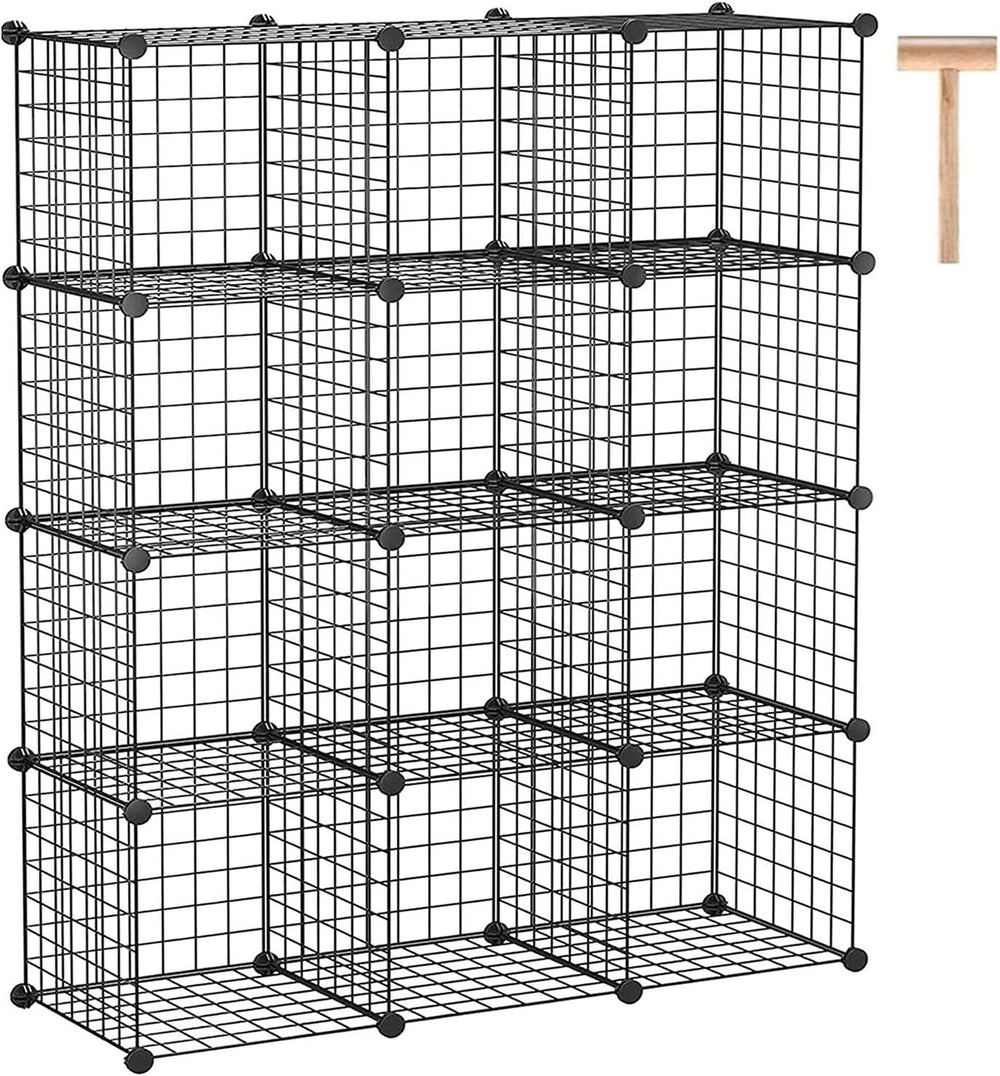 C&AHOME Wire Cube Storage, 12-Cube Storage Organizer Metal, C Grids, Black