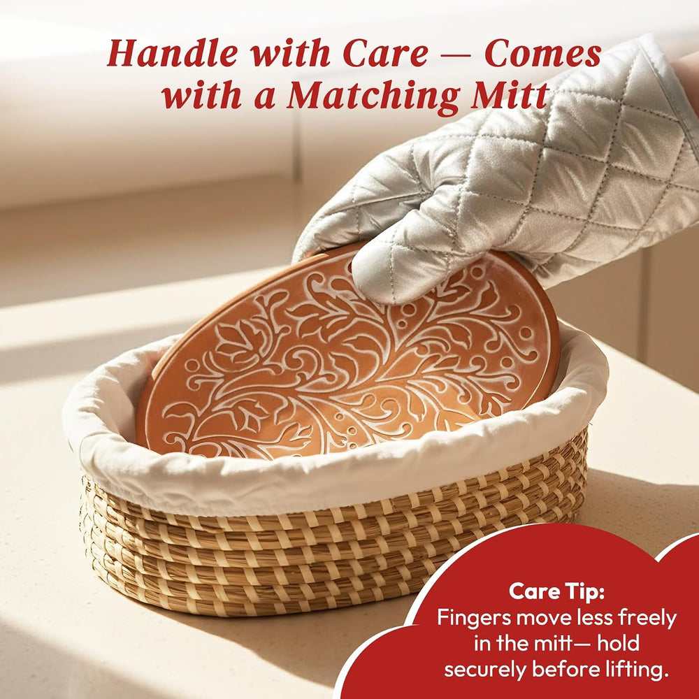 Bread Baskets for Serving with Stone (Large Oval 13.8 x 9.5) for Bakers