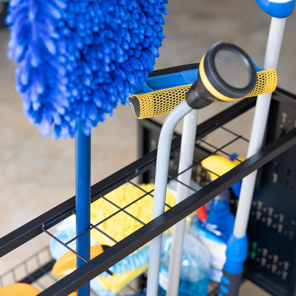 Large Cleaning Caddy with Wheels, 3 Tiered Rolling Cart Auto Detailing Cart, ...