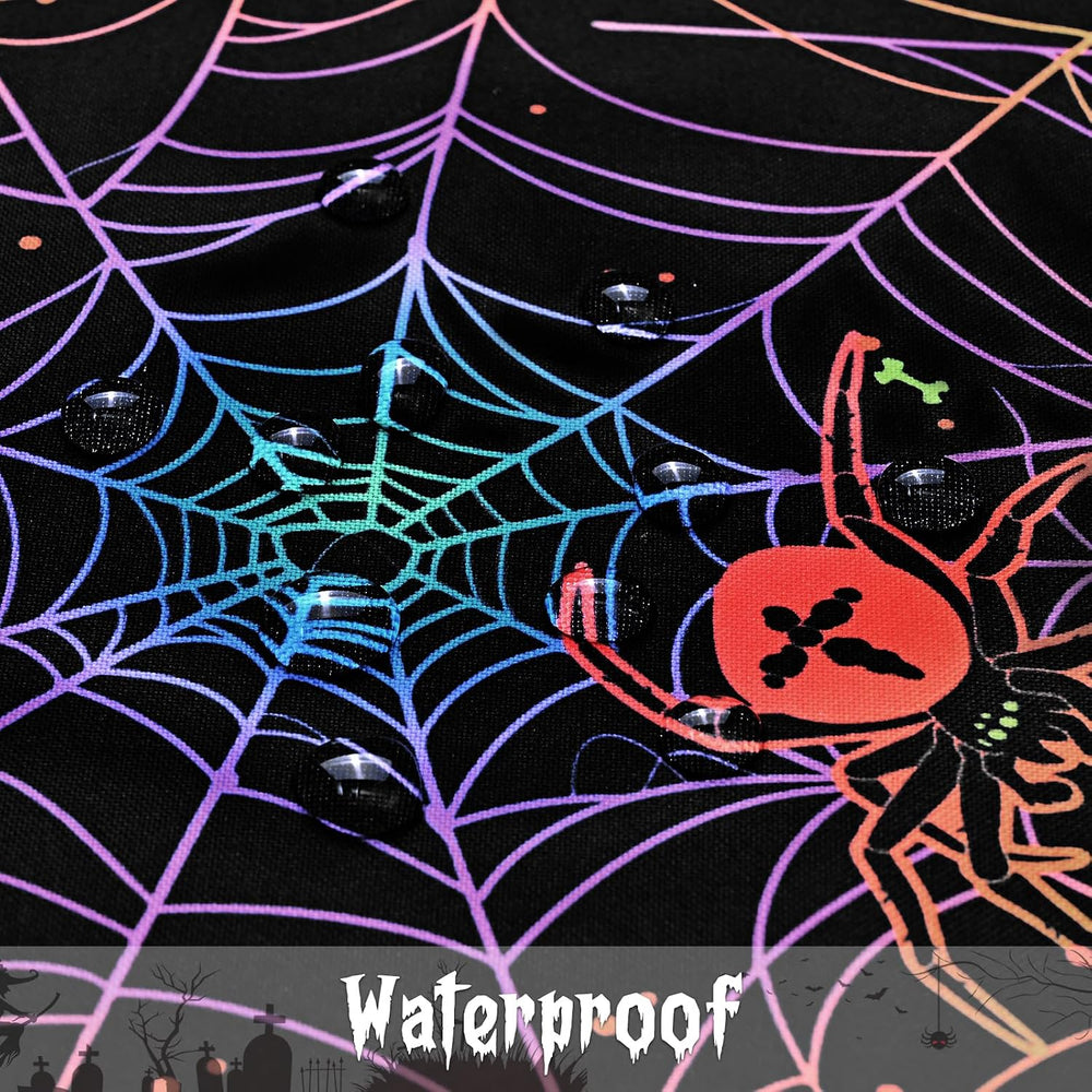 FRAMICS Halloween Tablecloth, Blacklight Table Cloth, Black Spider Web Table ...