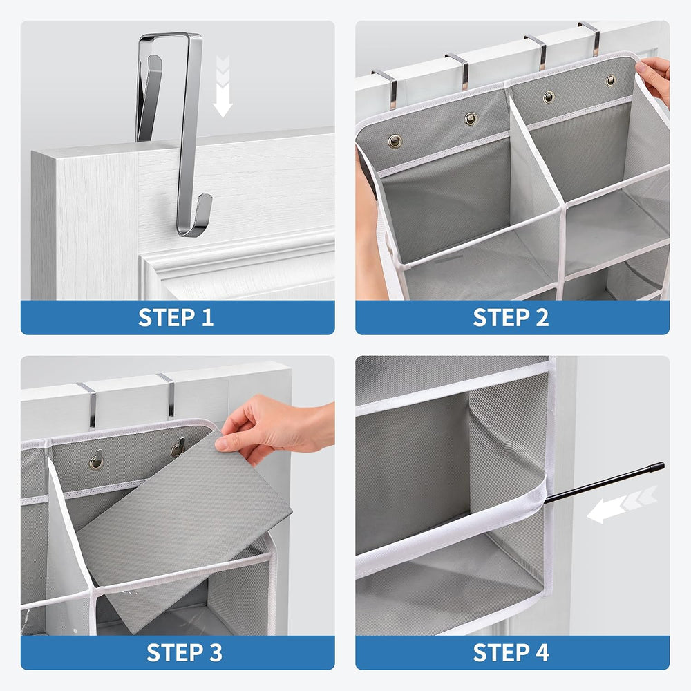 JARLINK Over the Door Organizer, Extra Large Storage for Bedroom, Grey