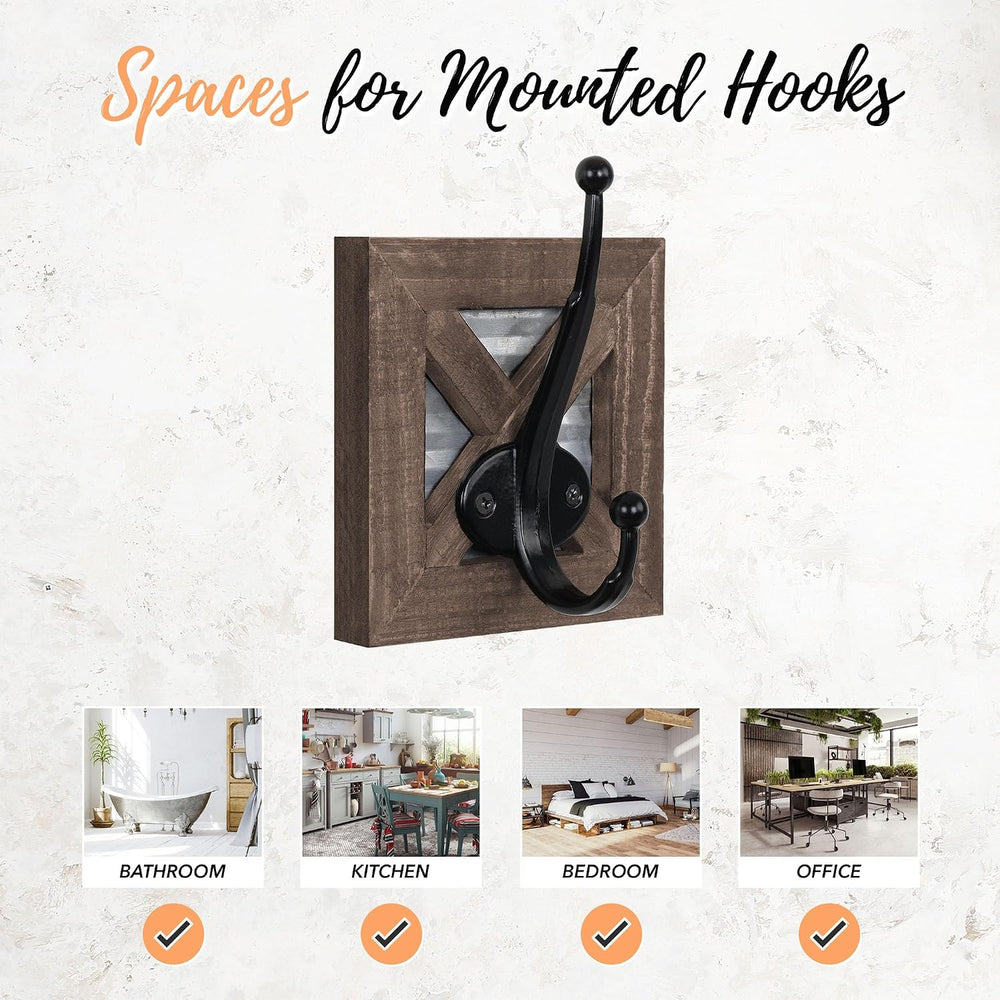 Autumn Alley Farmhouse Bathroom Hooks - 4 Pack Rustic Wall Hooks for Towels, ...
