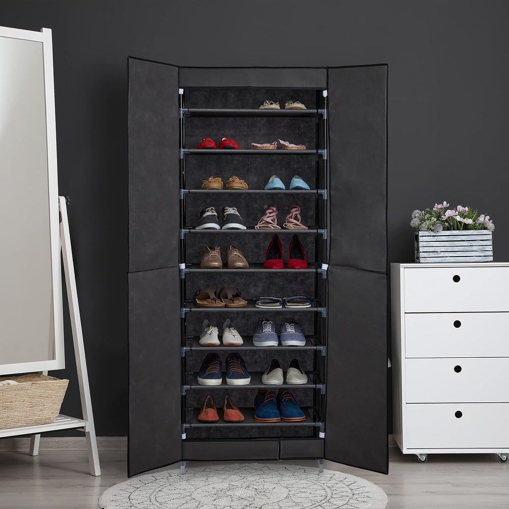 Relaxdays Shoe Cupboard, 30 Pairs of Footwear, Magnetic Doors, Plug-in System...