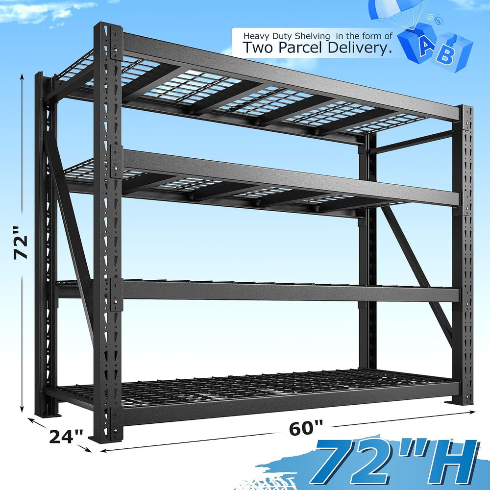 Bepatio 11000LBS Industrial Storage Shelves 2-Pack, 72"H x 60"W x 2...