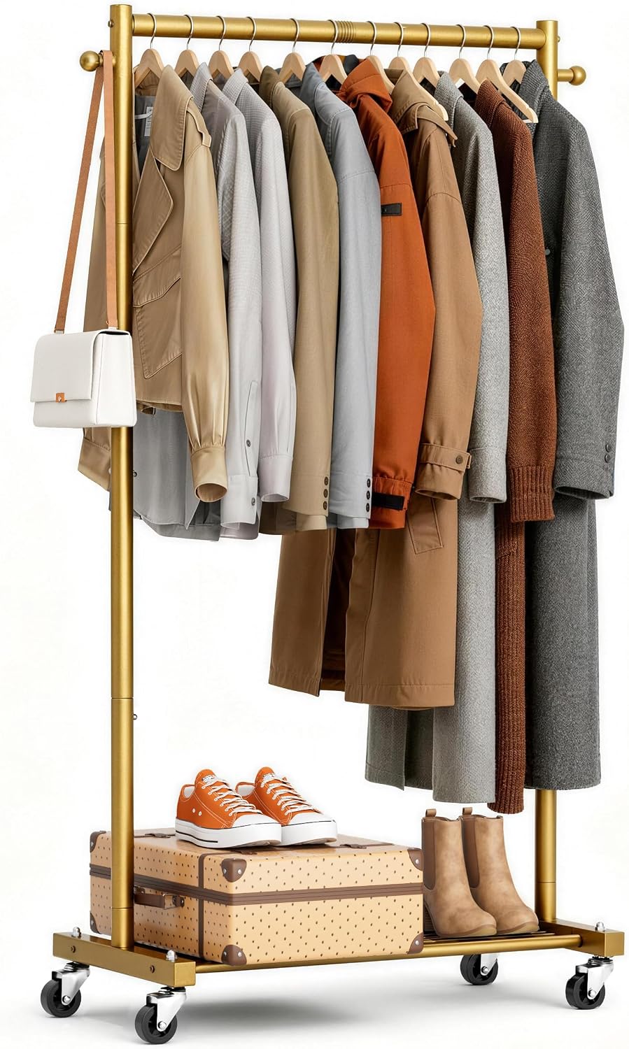 MISSLO Heavy Duty Clothes Racks for Hanging Clothes 25mm Metal Gold Clothing ...