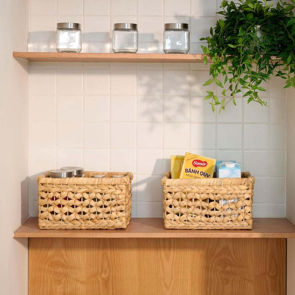 NAYA Set of 3M (11.6"x8,9"x6,9") Water Hyacinth Shelf Storage ...