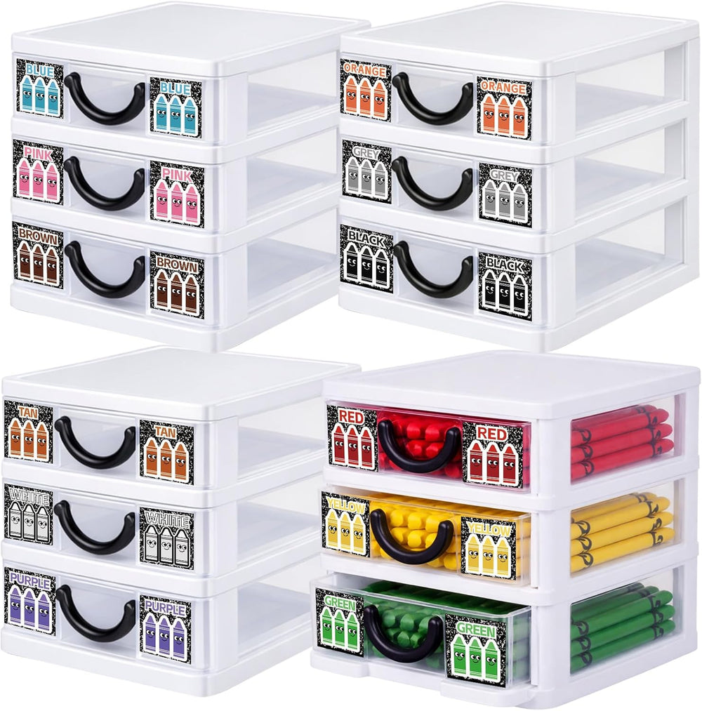 Wenqik 12 Pcs/ 4 Pack Plastic Crayon Organizer for Classroom Back to School