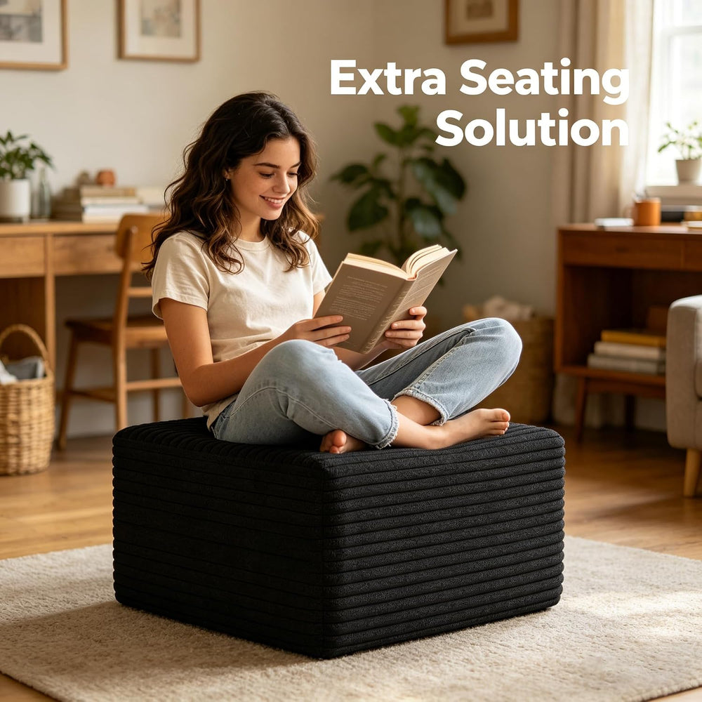 25.6" Corduroy Ottoman Foot Rest,Plush Memory Foam Couch Ottomans,Bonele...