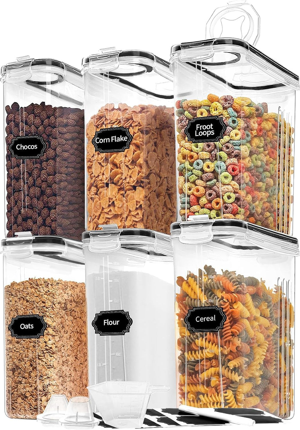 Skroam Cereal Containers Storage of 6 [4L/135.2 oz], Airtight Food Storage Co...