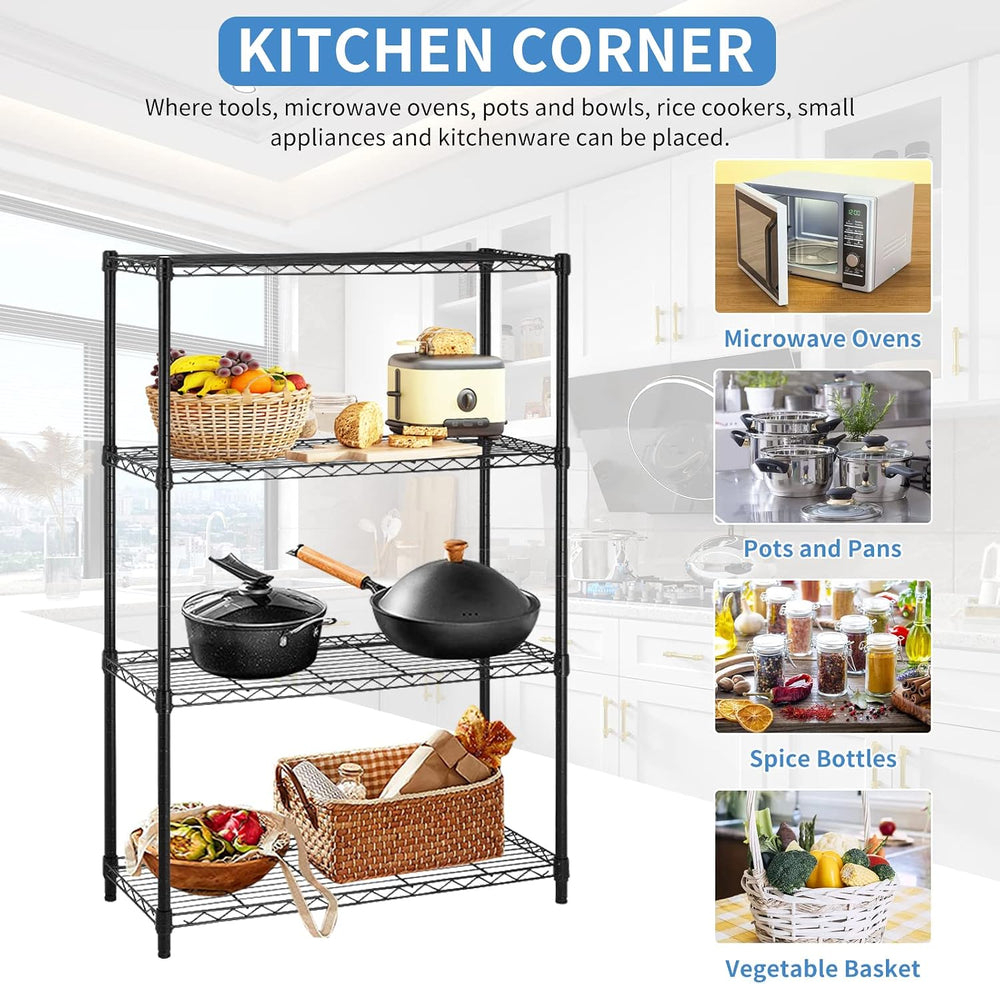 BLKMTY 4-Tier Storage Shelves, Wire Racks, Metal Shelving Unit, Freestanding ...