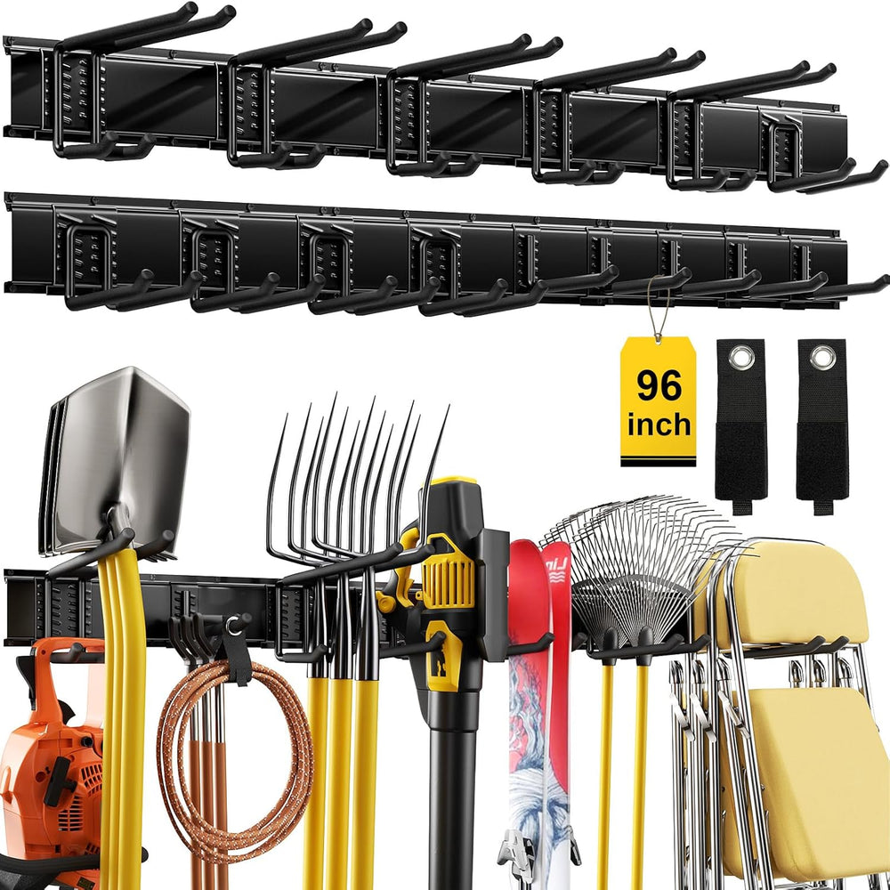 96" Garage Tool Organizer Wall Mount, 1250lbs Heavy Duty Garden Tool Sto...
