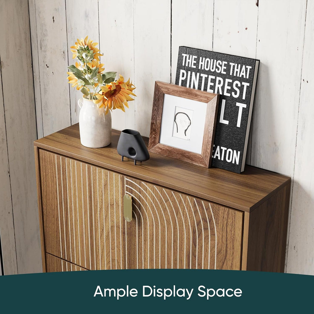 Shoe Cabinet Storage for Entryway with 2 Flip Drawers, Narrow Shoe Cabinet fo...
