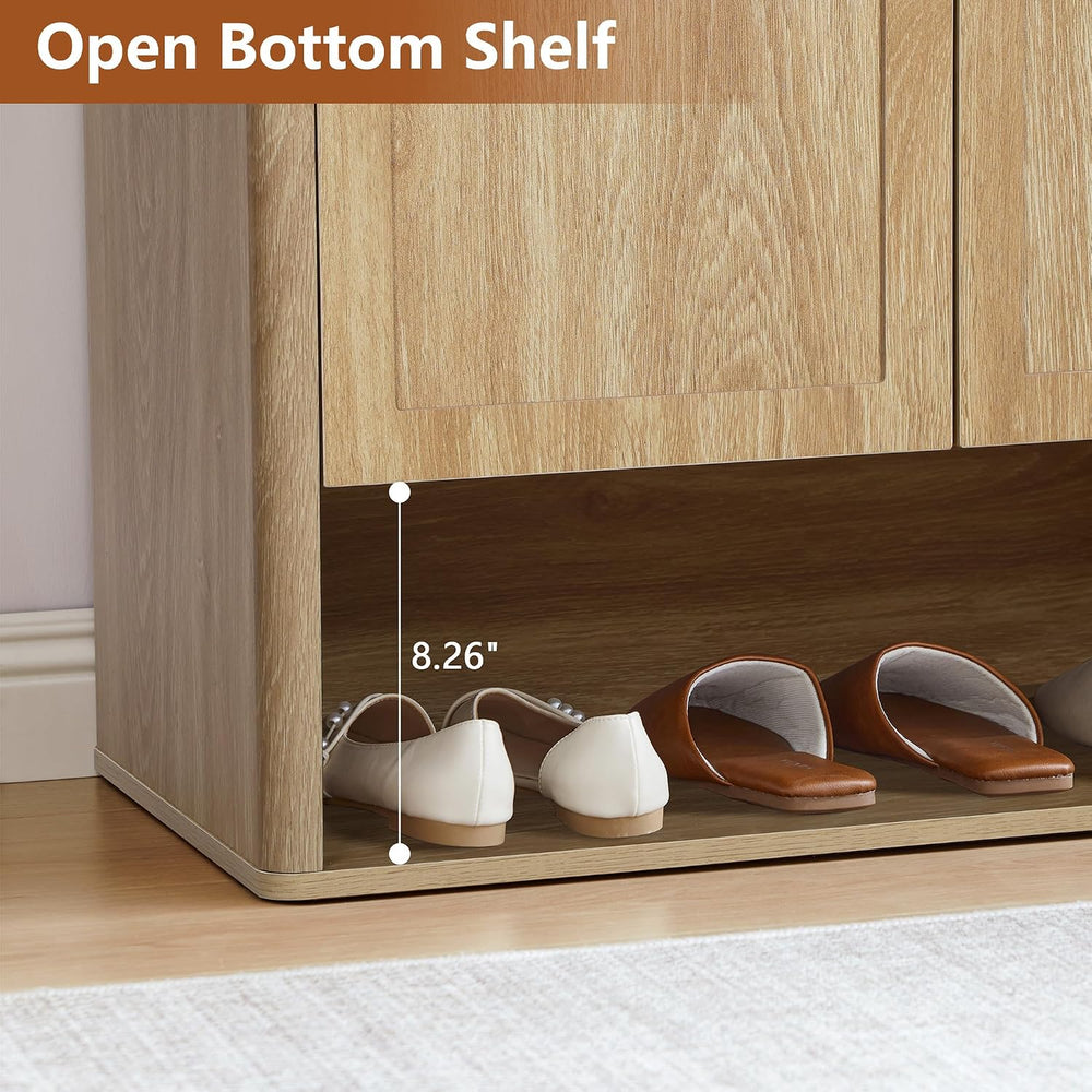 Tall and Large Shoe Storage Cabinet Set of 2 with Doors and Adjustable Shelve...