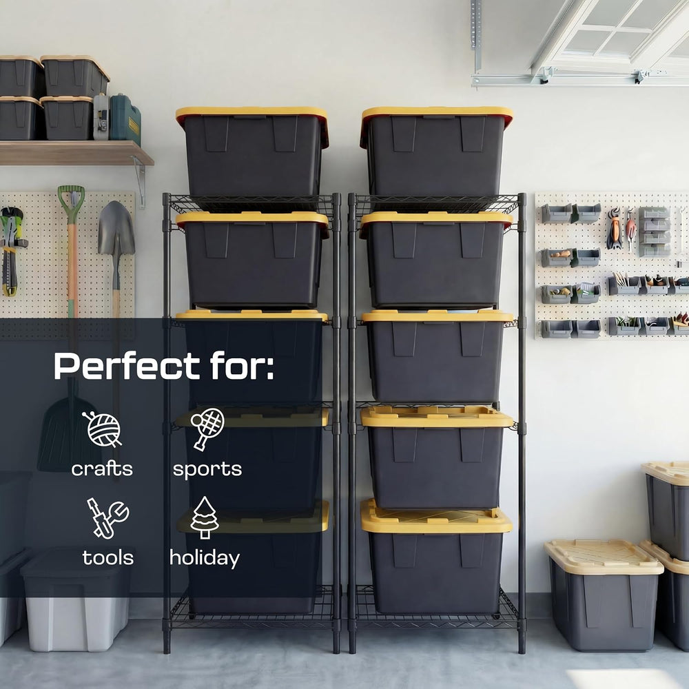 MonsterRAX 2-Pack 5-Tier NSF Bin Rack for 27-Gal Totes, Black