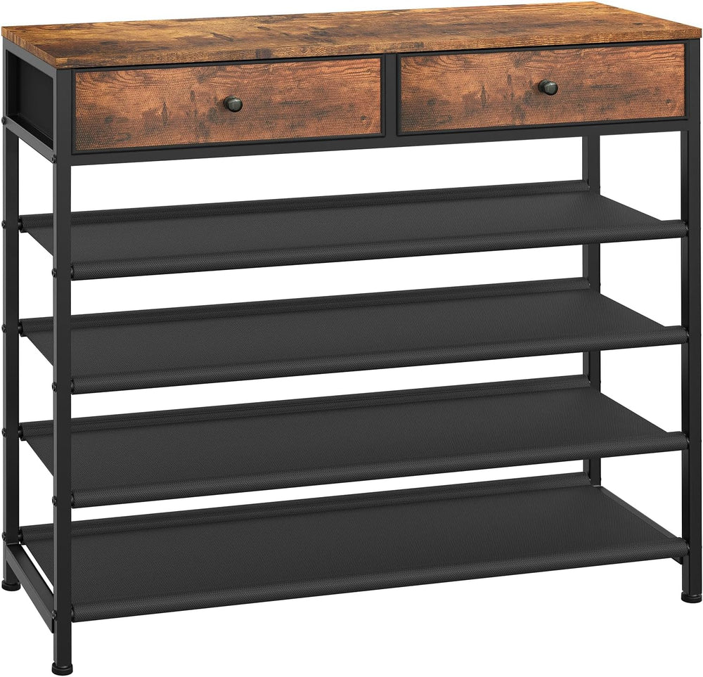 usikey Shoe Rack, 5 Tier Shoe Storage Organizer with 2 Drawers, Metal Shoe Sh...