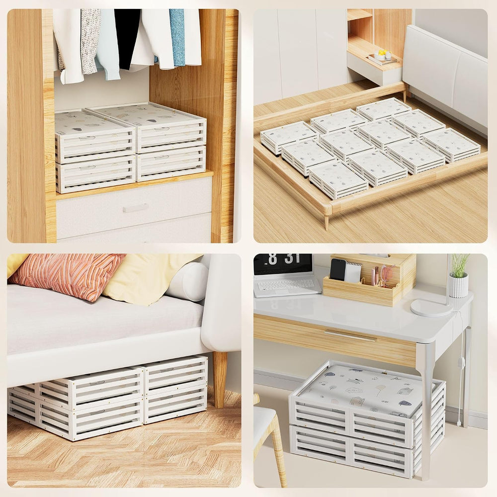 Bamboo Under Bed Storage with Wheels Rolling Underbed Drawer with Lids