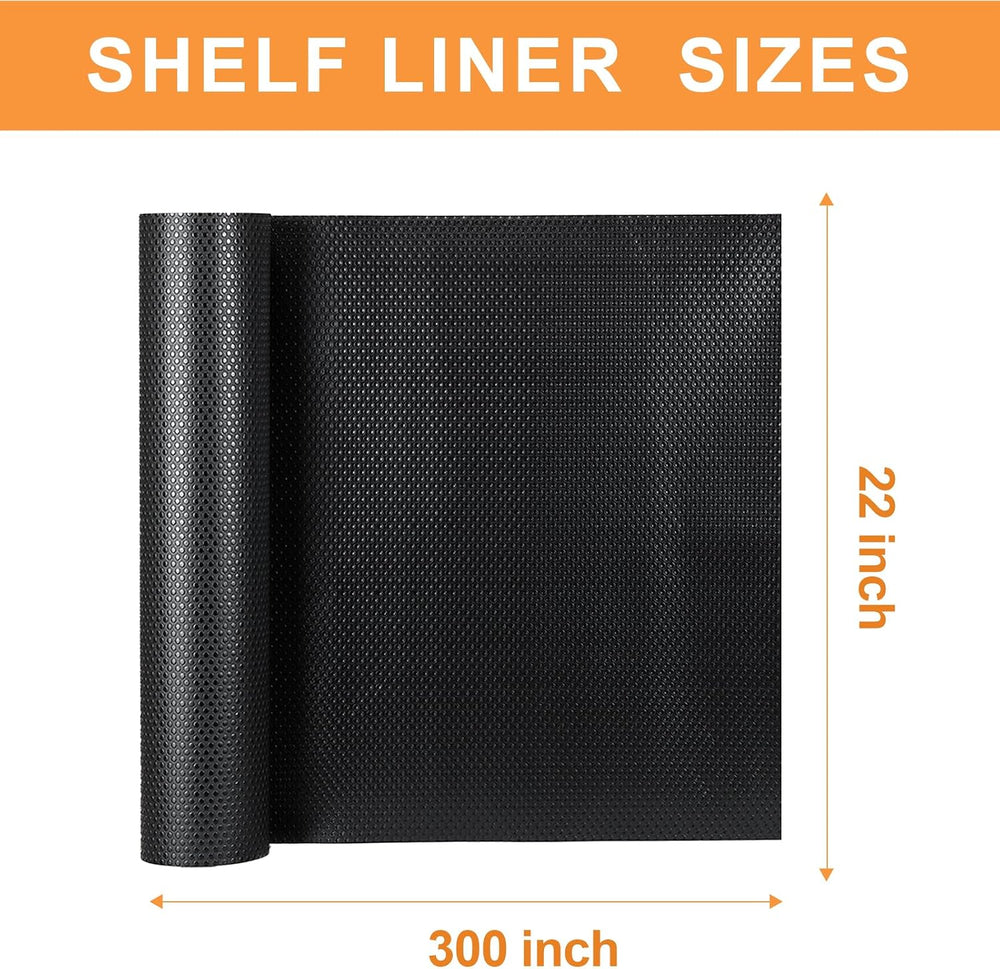 FLPMIX Cabinet Shelf Liner 22" Wide: Black Large Bathroom Drawer Liner