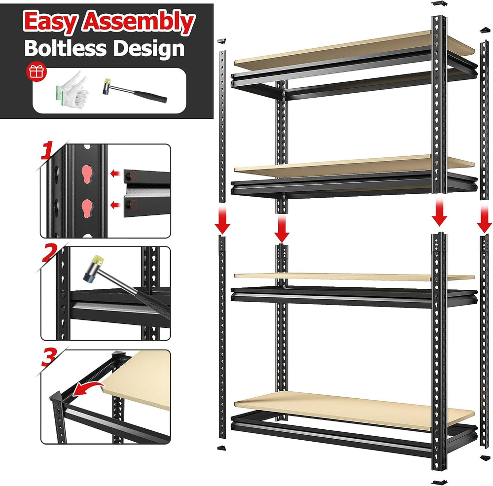 REIBII Storage Shelves Adjustable Metal Shelving 1600LBS Garage Shelves Indus...
