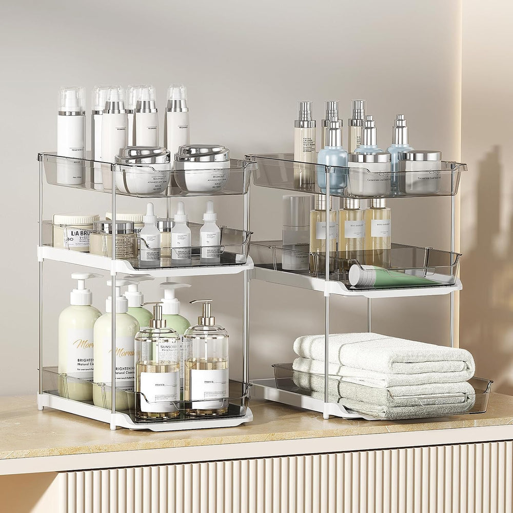 Delamu 2 Pack 3-Tier Bathroom Under Sink Organizers and Storage, Multi-Purpos...