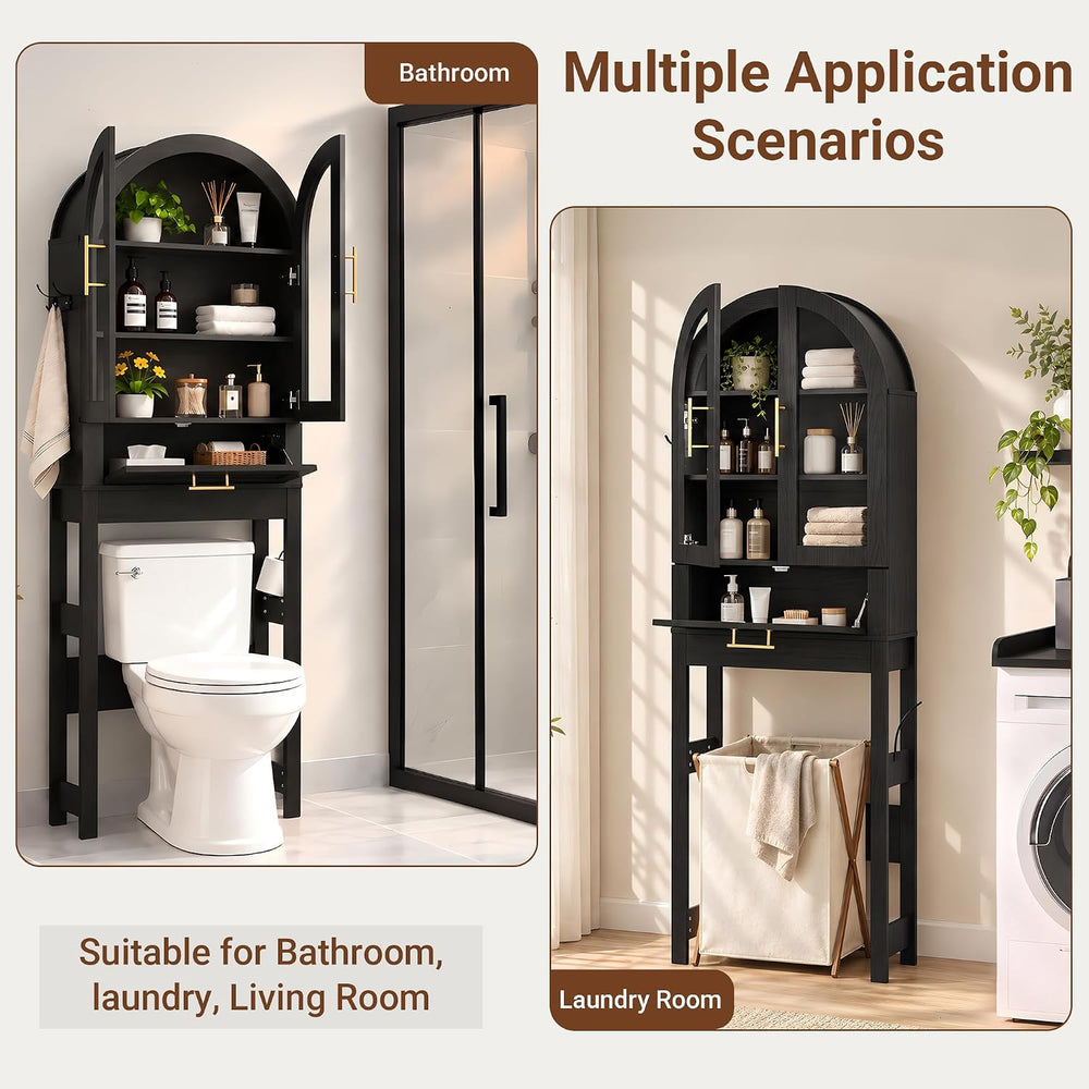 Seang Over The Toilet Storage Cabinet,Arched Toilet Storage Cabinet with Deta...