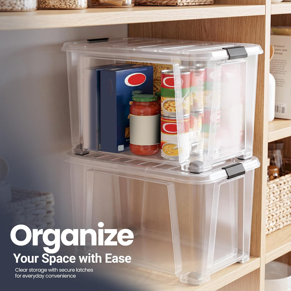 55 Qt Storage Bins with Lids, Clear Stackable, 6 Pack