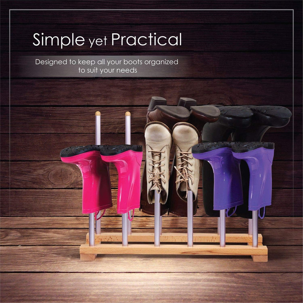 6 Pairs Birch Wood Boot Rack Free Standing Organizer, Easy to Assemble, Woode...