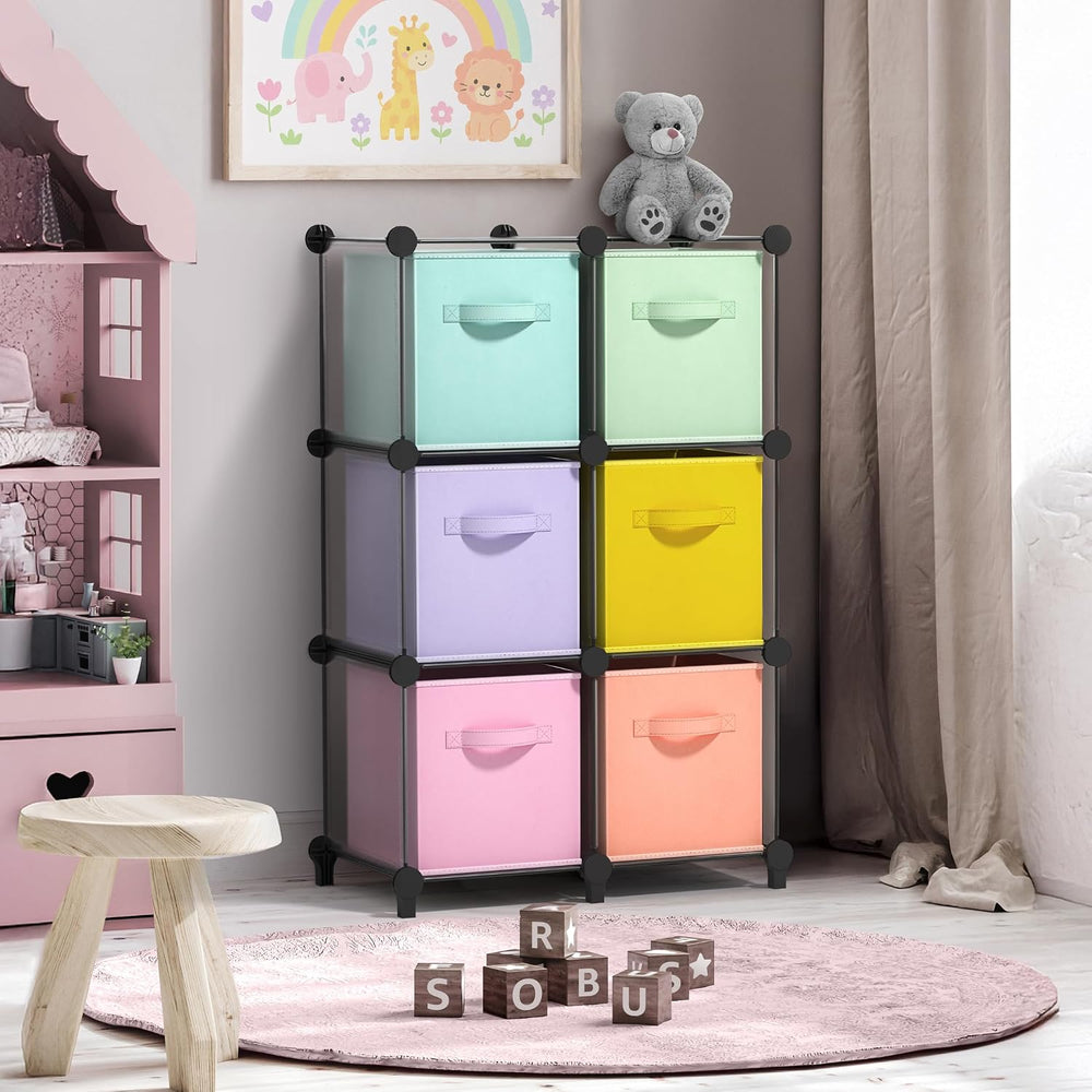 Sorbus 6 Cube Storage Organizer with 6 Fabric Bins (Clear)