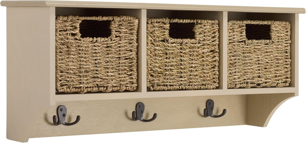 SAFAVIEH Home Collection - Finley Sand Wall Mounted 3-Basket Storage Rack wit...