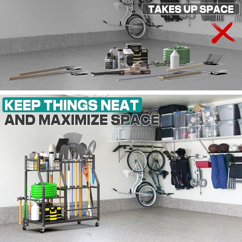 Garden Tool Organizer Stand, Garage Tool Storage Organization