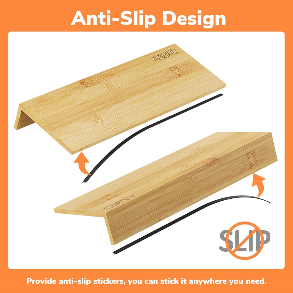 Bamboo Spice Drawer Organizer with Non-slip Mat,4 Tier - 2 Set Jar Spice Rack...