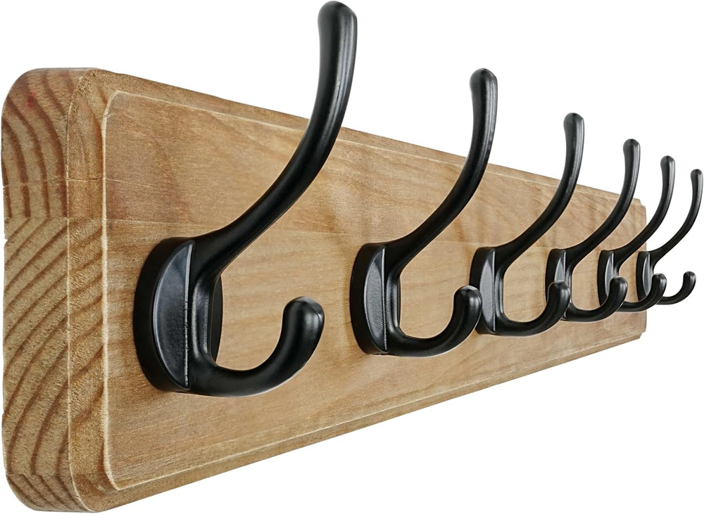 Dseap Coat Rack Wall Mount: 24" Long, Patented, Heavy-Duty, 6-Double-Hoo...