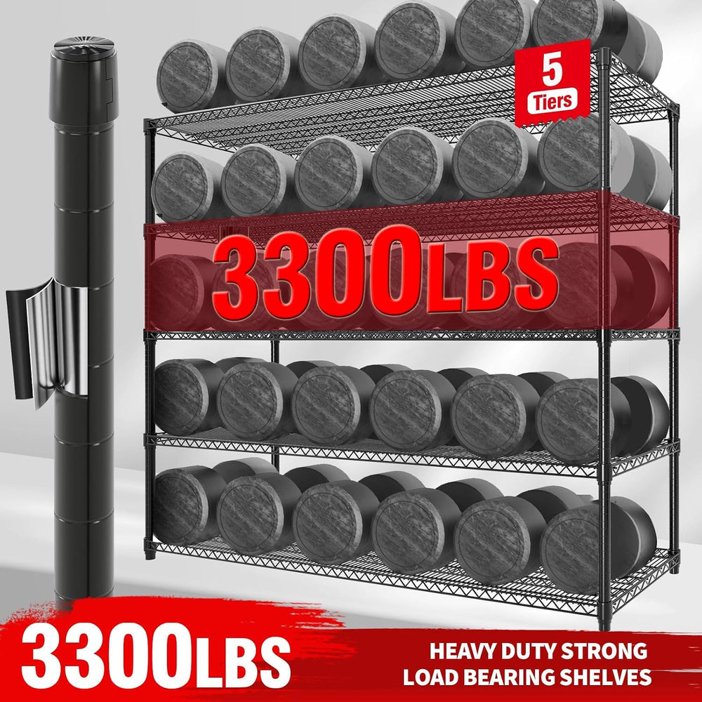 5-Tier Tall Steel Garage Shelving with Wheels