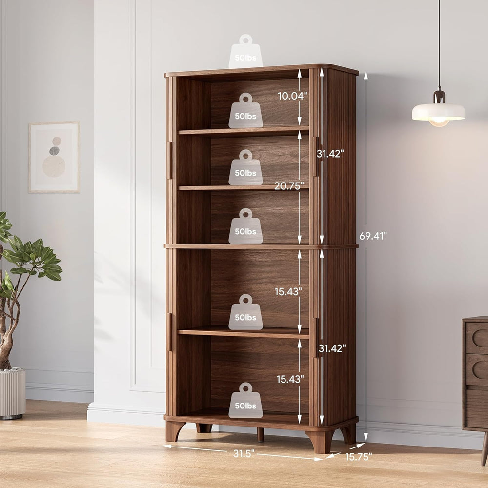 Decofy 69" Tall Kitchen Pantry Storage Cabinet with Sliding Door, Modern...