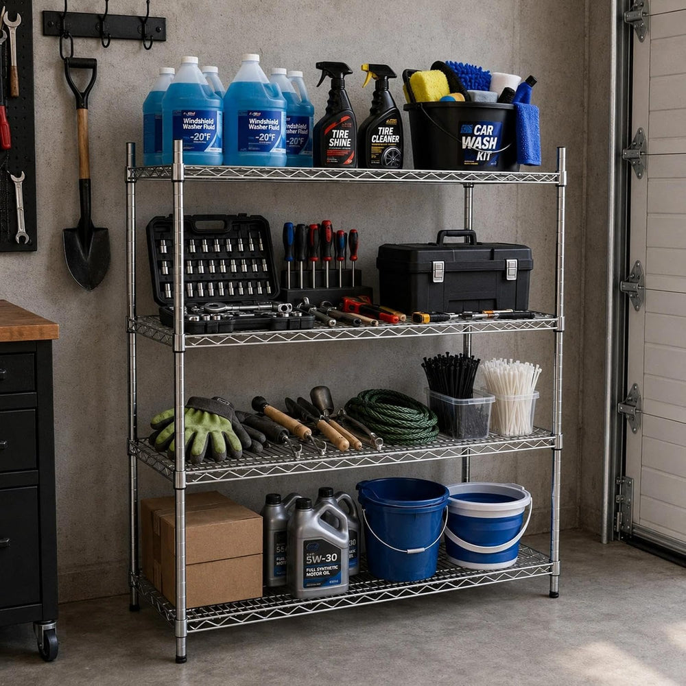 APLSS NSF 4-Tier Chrome Storage Shelves, 18"x36"x63", Dry Envi...