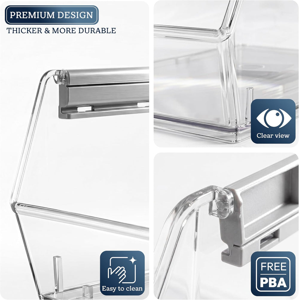 HOMESTEAD Set of 6 Stackable Storage Bins, 3 Large + 3 Small Clear Plastic Or...