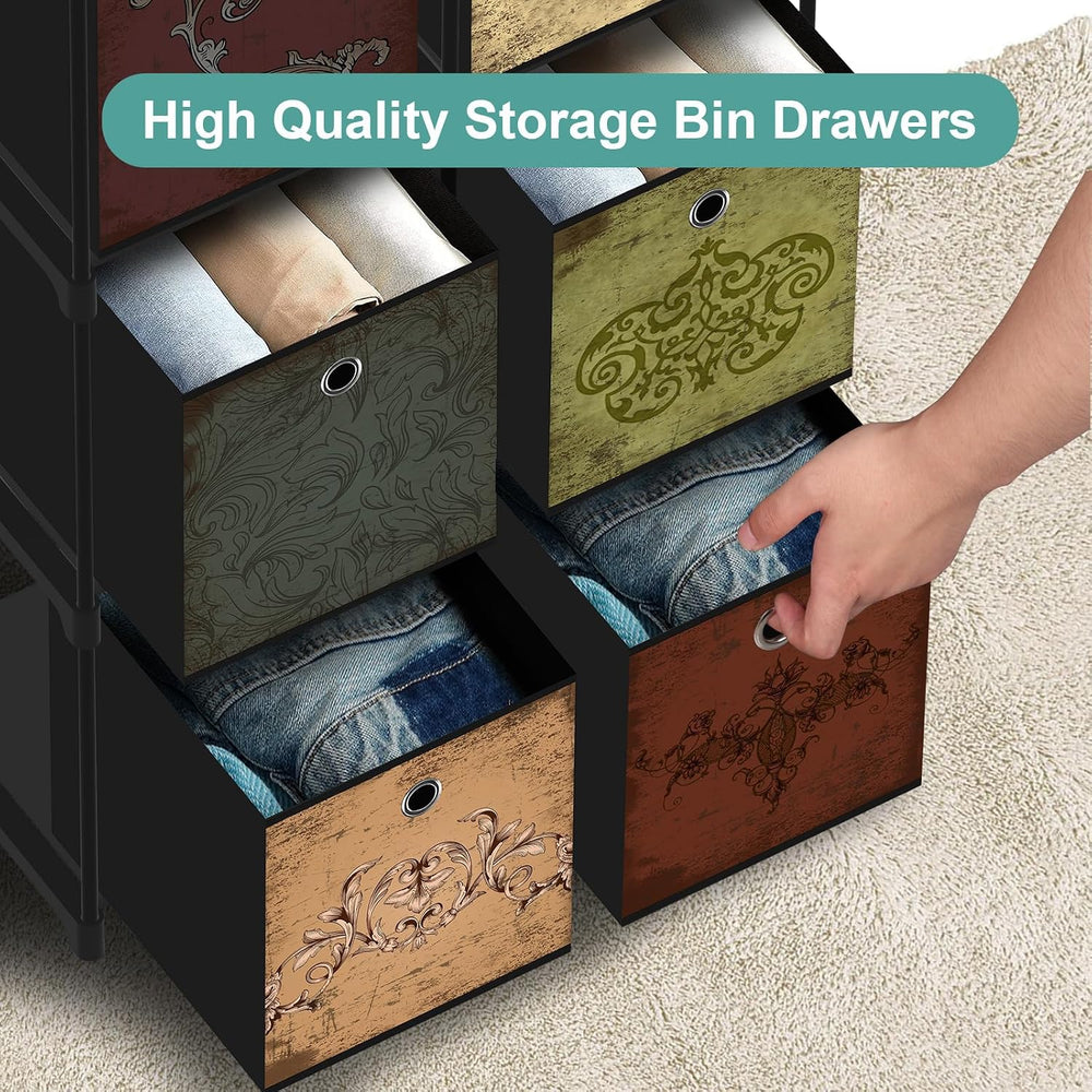 VASICAR Small Fabric Dresser with 6 Drawers, DIY Cube Organizer for Closet